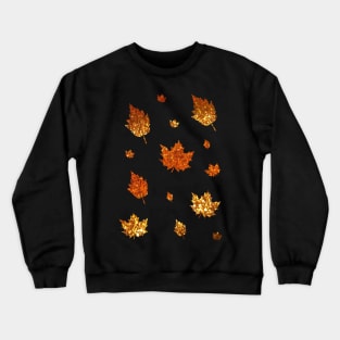 Golden Orange Ombre Faux Glitter Autumn Fall Leaves Crewneck Sweatshirt